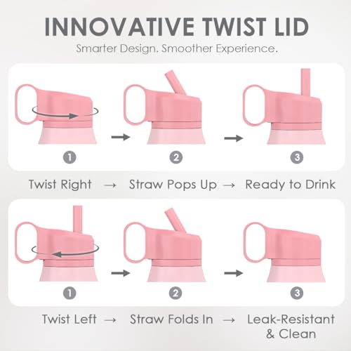 Bow Stainless Steel Water Bottle with Twist Lid 20oz, Travel Insulated Water Bottles for Sports & Gym, Gift for Women Girls Friends Birthday Christmas - color: Bow 3