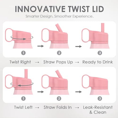 Bow Stainless Steel Water Bottle with Twist Lid 20oz, Travel Insulated Water Bottles for Sports & Gym, Gift for Women Girls Friends Birthday Christmas - color: Bow 3
