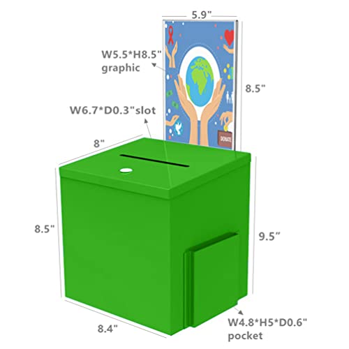 FixtureDisplays® Green Metal Donation Box 8.5X8.1X18