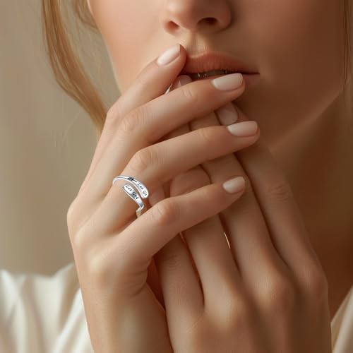 925 Sterling Silver Inspirational Adjustable Rings - Personality Encouragement Jewelry Gift For Women - style: Let Go Let God