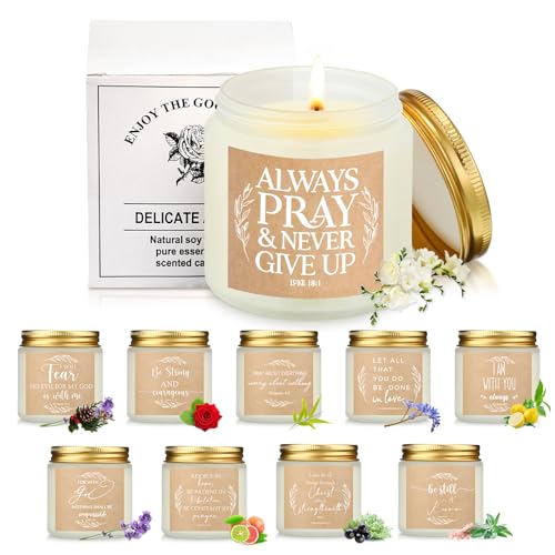 Lewtemi 10 Jars Bulk Faith Prayer Candles Verse,White,Classic - color: White, style: Classic