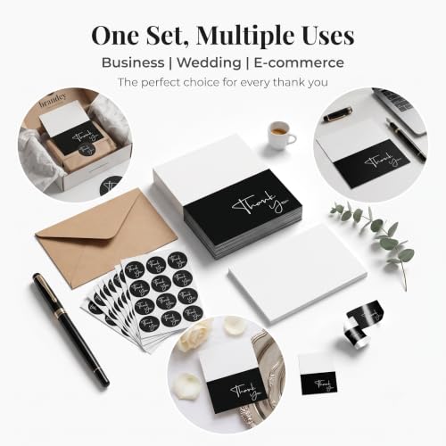 100 Pack Thank You Cards with Envelopes & Stickers - Thank You Notes - color: Black