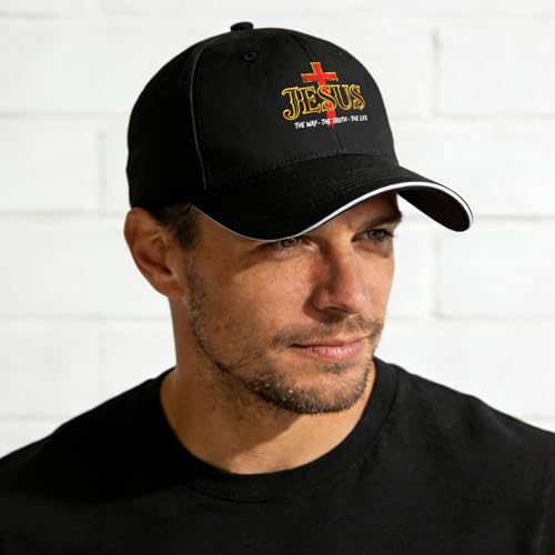 Jesus Baseball Cap for Men and Women Adjustable Christian Trucker Hat Fashion Cross Golf Hat - color: Jesus the Way Truth Life Cross Christian