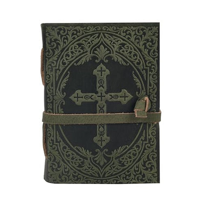 LEATHER VILLAGE Journal Bible Cross Embossed, Forest Green 13x8. - color: Green, size: 13 inches X 8 inches