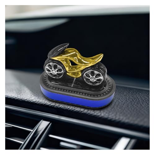 Craedli Solar Powered Diffuser Car Dashboard Decoration, Rotating Motorcycle Design Auto Center Console Ornament with Diffuser Base, Refillable Car Interior Decoration for Home, Office (Blue) - color: Blue