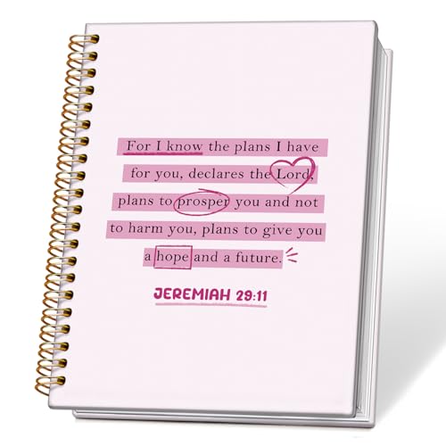 Pink Preppy Christian Spiral Notebook Journal, Jeremiah 29:11 Bible Prayer Journal for Women, Christian Gifts for Women, Religious Scripture Notebook, 5.5x8.3 Inch - color: 02-bible Prayer Jeremiah 29:11