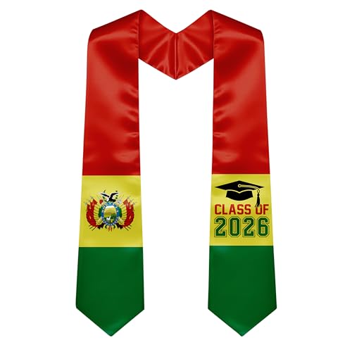 National Flag Graduation Stole Sash - 72" Long Unisex Honors Stole for Students - color: Bolivia