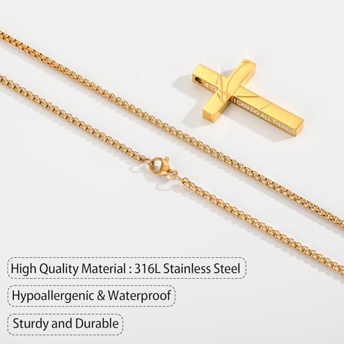 Gnamy Basketball Cross Necklace Gifts for Boys Men, Cross with Bible Verse Stainless Steel Pendant Chain Easter Christian Religious Jewelry Gifts for Him Kids Teenage Teens - color: Gold, style: I AM A CHILD OF GOD