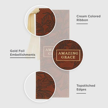 Christian Art Gifts Premium Faux Leather Bookmark for Women: Amazing Grace