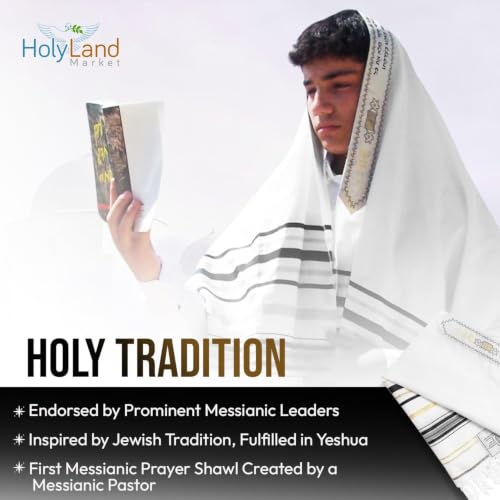 Holy Land Market Messianic Christian Shawl/Tallit - The Messiah Tallit (72 x 22 Inches) - color: Black