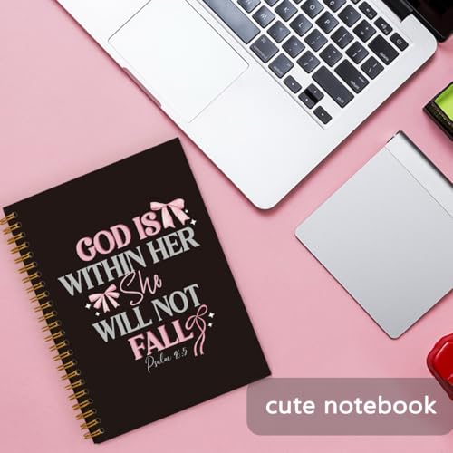 Bible Notebook Journal for Women, Bible Study Supplies, Christian Prayer Journal Notebook Gifts for Teen Girls Kids, God Is Within Her Will Not Fall, 5.5 X 8.3 Inch - color: God within her she will not fall