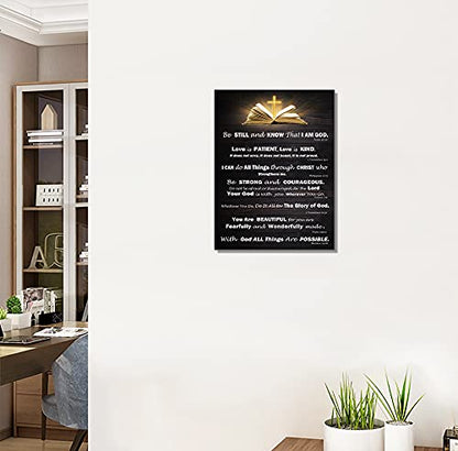 Christian Wall Art Decor Inspirational Bible Verses Poster Scripture Wall Art for Living Room Bedroom Bathroom Kitchen Décor Framed Wall Art Black and White Rustic God Says Jesus Canvas Print Art Christian Gift for Office Women Room Decoration Brown, Love