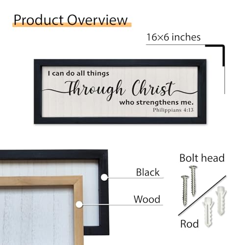 SRSZHIYUE I Can Do All Things Through Christ Sign, 16"X6", Black - color: I Can Do All Things Through Christ (Black), size: 16"L x 6"W