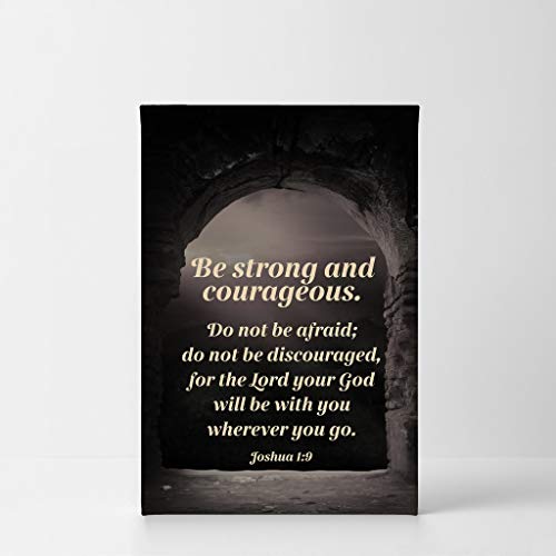 Smile Art Design Scripture Wall Decor Canvas Print Bible Verse Joshua 1:9 Be Strong and Courageous Do Not be Afraid Religious Family Room Home Decor Christian Art Ready to Hang - 12x8 - color: Christian Canvas V04, size: 12"L x 8"W