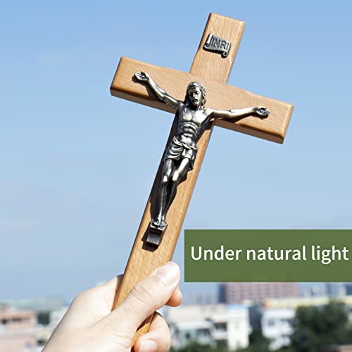 ARCHOBAN Crucifix Wall Cross Catholic, 10" Wooden Cross for Wall Decor - size: 10"L x 5"W