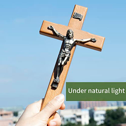ARCHOBAN Crucifix Wall Cross Catholic, 10" Wooden Cross for Wall Decor - size: 10"L x 5"W