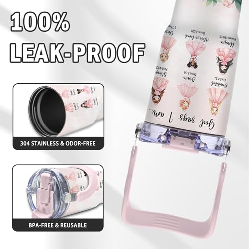 Christian Gifts for Girls, God Says I Am Princess Tumbler with Top Handle and Flip Straw Lid 20oz Stainless Steel Insulated Travel Cups, Inspirational Religious Birthday Gifts for Girls Catholic - color: Christian Princess01