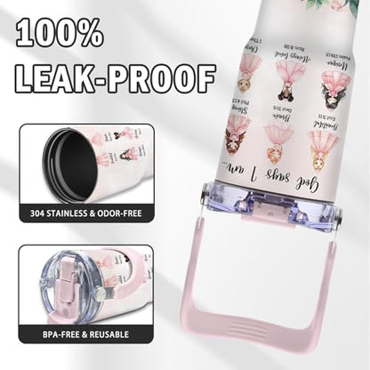Christian Gifts for Girls, God Says I Am Princess Tumbler with Top Handle and Flip Straw Lid 20oz Stainless Steel Insulated Travel Cups, Inspirational Religious Birthday Gifts for Girls Catholic - color: Christian Princess01