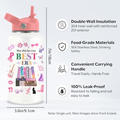 Best Era Water Bottle 26oz with Handle Lid, Gift for Women Friends - color: BestEra-White