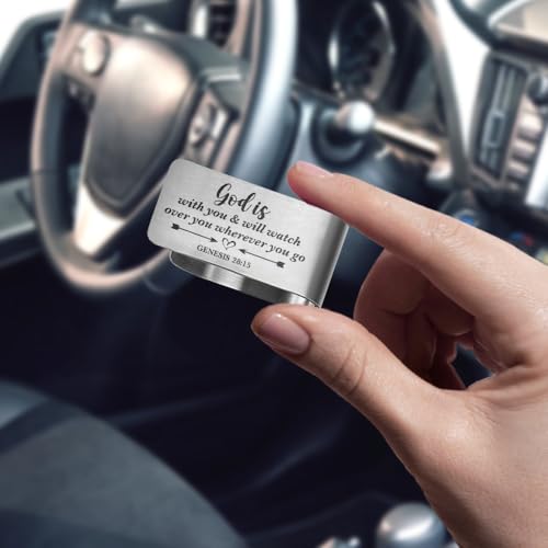 Genesis 28:15 Car Visor Clip, Religious Visor Clip for Right Side - color: Silver3