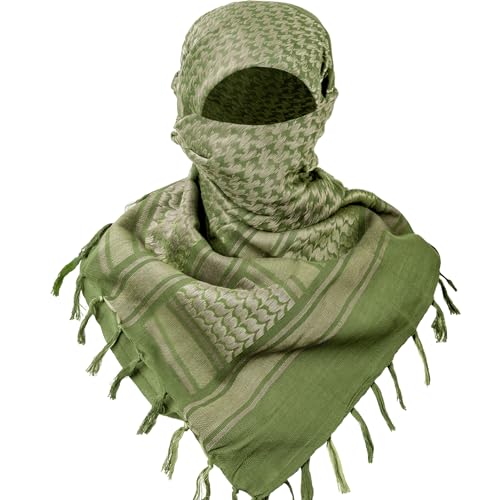 Aonal Military Shemagh Tactical Desert Scarf, Keffiyeh Scarf for Men - color: Foliage