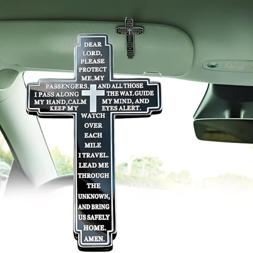 Christian Visor Clip Cross for Car, Drive Safe Religious Accessories, Black - color: Black