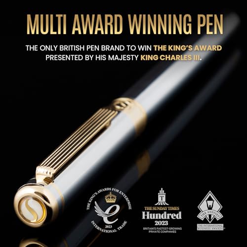 Scriveiner Silver Chrome Rollerball Pen - Stunning Luxury Pen, Real Gold Plating, Schmidt Ink Refill, Best Roller Ball Pen Gift Set for Men & Women, Professional, Executive Office, Fancy Pens - color: 10. Silver Chrome with Gold