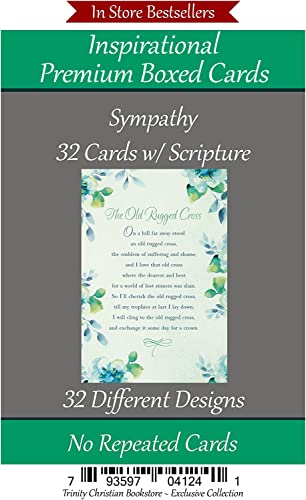 Sympathy Cards ~ No Repeated Designs~ 32 Cards and Designs ~ Christian/Religious Greeting Card Assortment ~ Scripture in every card ~ Envelopes Included