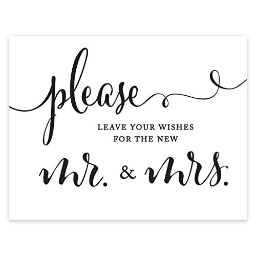 Andaz Press Wedding Party Signs, Formal Black and White, 8.5-inch x 11-inch, Please Leave Your Wishes for the New Mr. & Mrs., 1-Pack - color: Please Leave Your Wishes