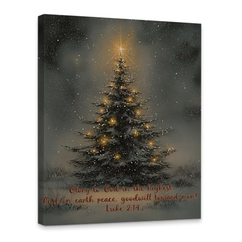 KSDUT Vintage Moody Christian Christmas Tree Framed Wall Art 11x14 Inch - color: Christmas-14