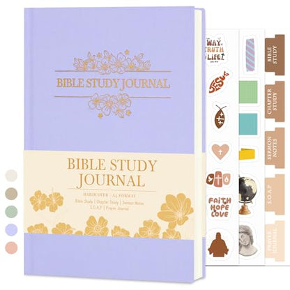 XKDOUS Linen 8.6" Bible Study Journal, Bible Notebook for Women, Purple - color: Linen Purple