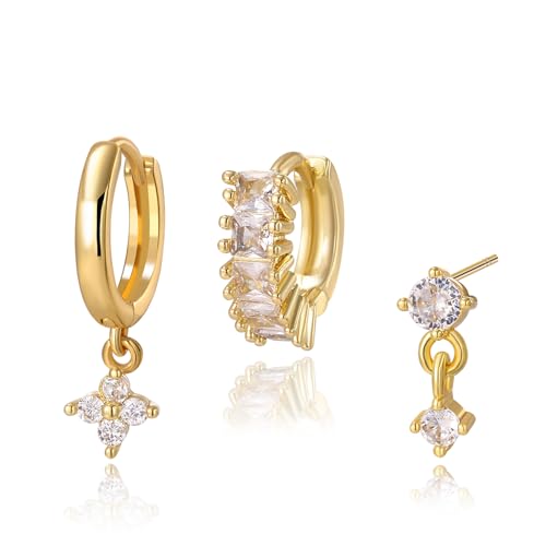 18K Gold Plated Hoop Earrings for Women, NICKEL-FREE & HYPOALLERGENIC, Timeless Jewelry Gift - color: Gold-A