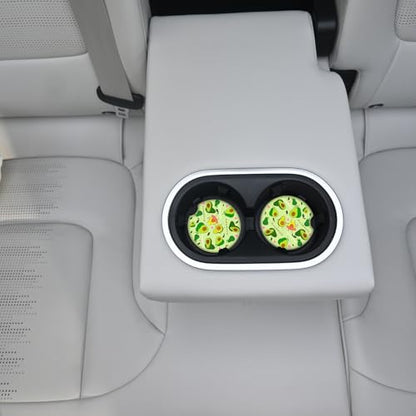 Cute Avocado Car Coasters: Pack of 2, Absorbent Ceramic Drink Cup Holder Coasters with Finger Notch for Easy Removal - color: Avocado