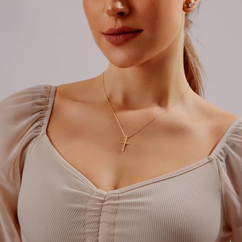 Luxval Cross Necklace for Women -Dainty 14K Gold Plated Cross Necklace Layered Gold Cross Necklace Cross Choker Necklace Gold Cross Necklaces for Women Trendy Gold Jewelry Gifts for Women - color: Gold-Cross