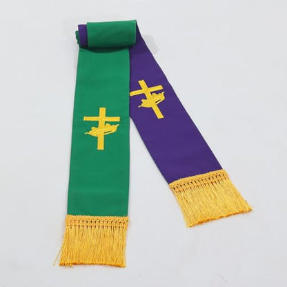 BLESSUME Church Clergy Pastor Reversible Stole - color: Green and Purple