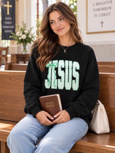 LOTUCY Christian Sweatshirt Women Love Like Jesus Shirt Faith Religious Saying Inspirational Casual lightweight Pullover - color: Jesus Black, size: X-Large