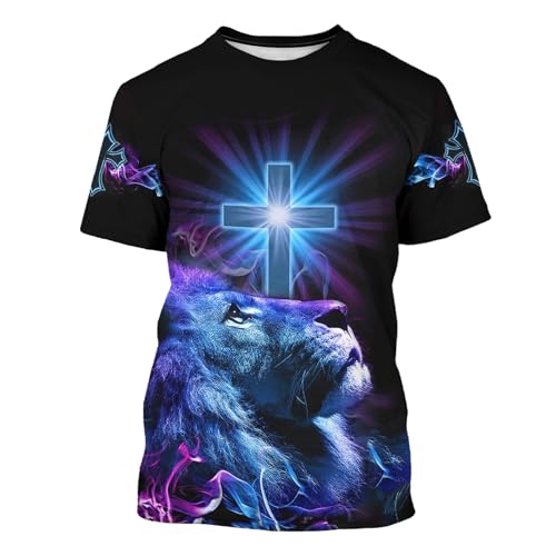 Unisex 3D Graphic T Shirts Printed Casual Short Sleeve Tee Shirt - color: Jesuspurple, size: XX-Large