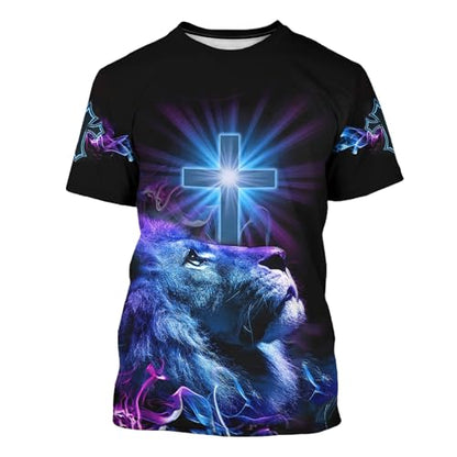 Unisex 3D Graphic T Shirts Printed Casual Short Sleeve Tee Shirt - color: Jesuspurple, size: Large