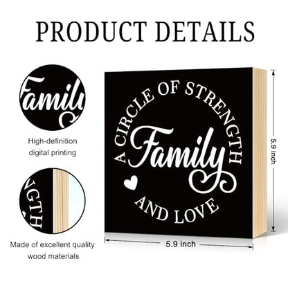 A Circle of Strength And Love Wooden Box Sign 5.9 * 5.9 - color: black002