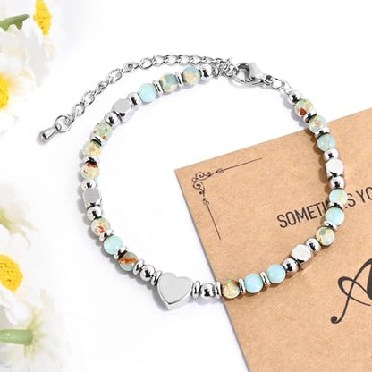 VIBILIA Cross Beaded Bracelets for Women, Birthday Gifts - color: A 4. Heart - Agalmatolite