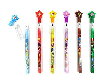 TINYMILLS 24 Pcs Football Stackable Push Pencil Assortment with Eraser for Party Favors Goodie Bag Stuffers VBS Classroom Rewards Pinata Fillers Carnival Prize Sports Football Team Party