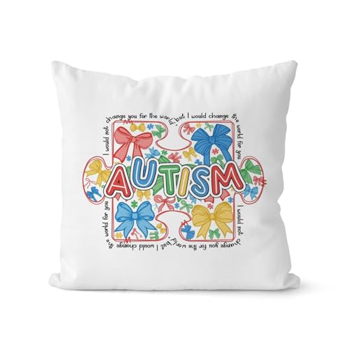 QIYUHOY Preppy Bow Autism Awareness Throw Pillow Covers, 18x18 Inch - color: 007-motivational