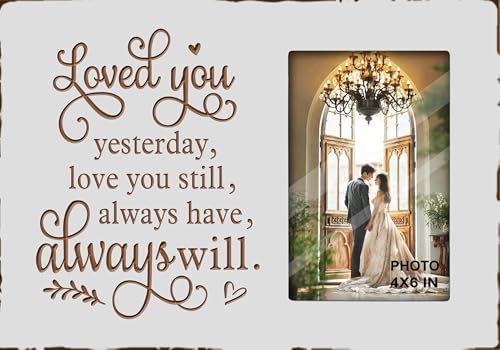 EXQUIDECA Wooden Rustic White Engraved Love You Picture Frames 4x6 Inches - color: white love you still