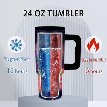24oz Dolphin Tumbler with Handle and Straw, Gifts for Women, Insulated - color: Dolphin
