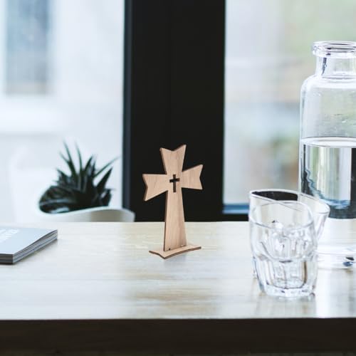 20pcs Wood Crosses for DIY Crafts, 4.3inch Standing Cross with Base Decor