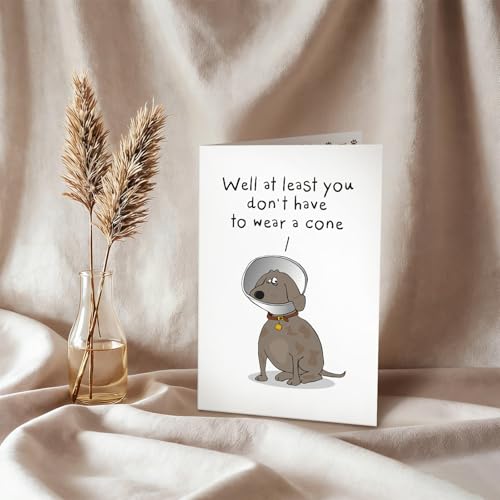 Ogeby Funny Get Well Soon Card for Man Woman, Humor Speedy Surgery Recovery Card for Friend Patient, At Least You Don't Have to Wear A Cone - color: #623
