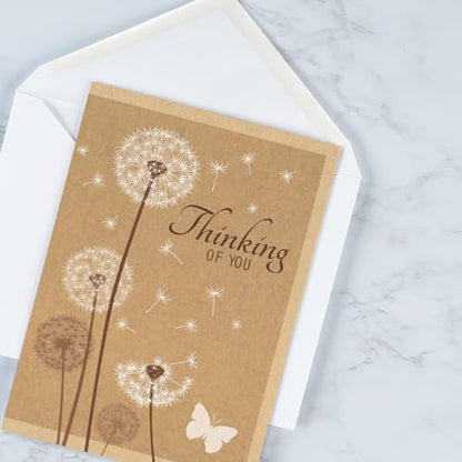 Current Kraft Sympathy Cards with Envelopes- Set of 8 Assortment (4 Designs), Large 5" x 7", Condolences Cards, Sentiments Inside, White Envelopes - color: Kraft