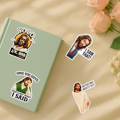4 Pcs Christian Stickers Funny Jesus I Saw that Meme Quotes - color: I Saw That Stickers