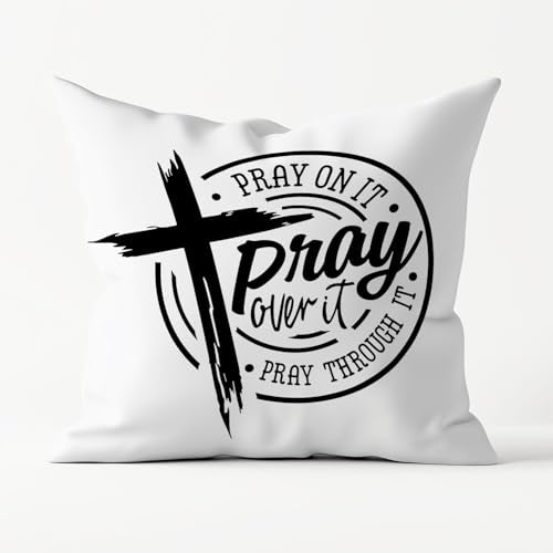 Christian Pillow Covers 18x18, Prayer Pillow case, Prayer Room Decor, Christian Decor, Christian Gifts for Women, Serenity Prayer Gifts. - color: White