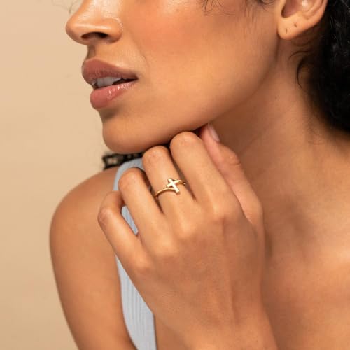 Cross Ring Women 14K Gold Plated Statement Stackable Engagement Christian - color: A-Gold